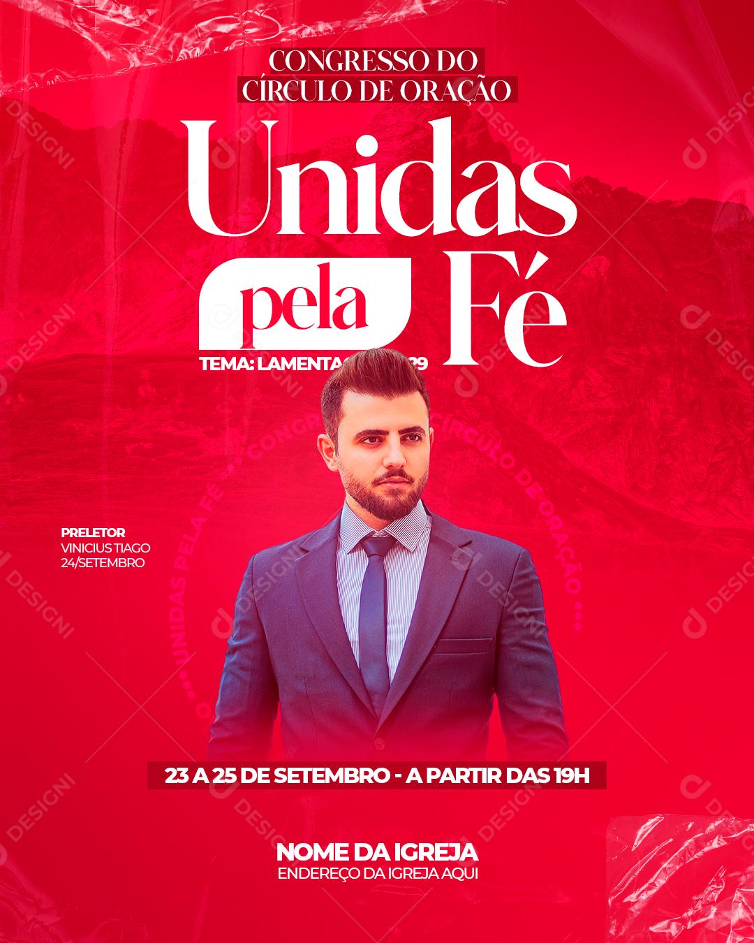 Social Media Flyer Igrejas Unidos Pela Fé PSD Editável