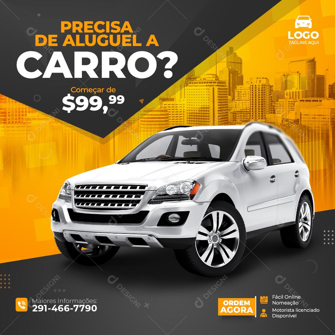 Social Media Precisa de Aluguel Carro Locadoras PSD Editável