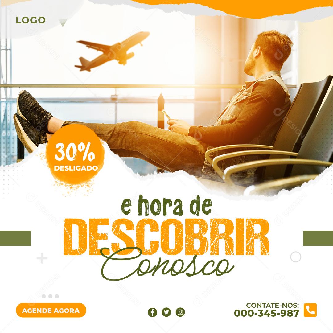 Social Media É Hora de Descobrir Conosco Viagens PSD Editável