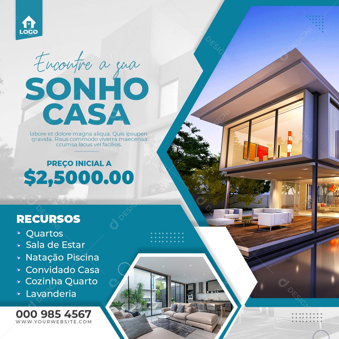Social Media Encontre a Sua Casa Sonho Imobiliária PSD Editável