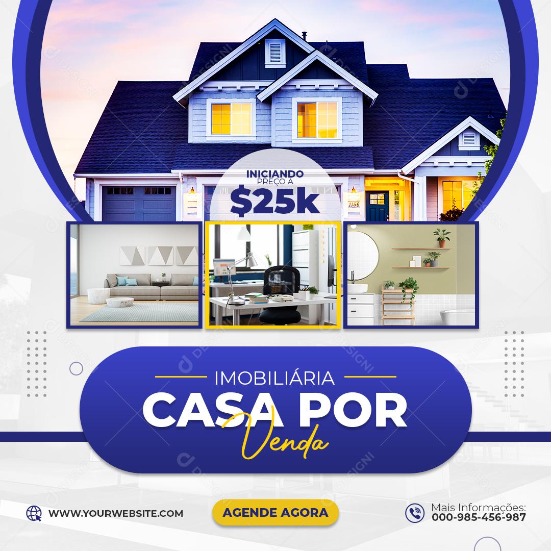 Social Media Casa por Venda Imobiliária PSD Editável
