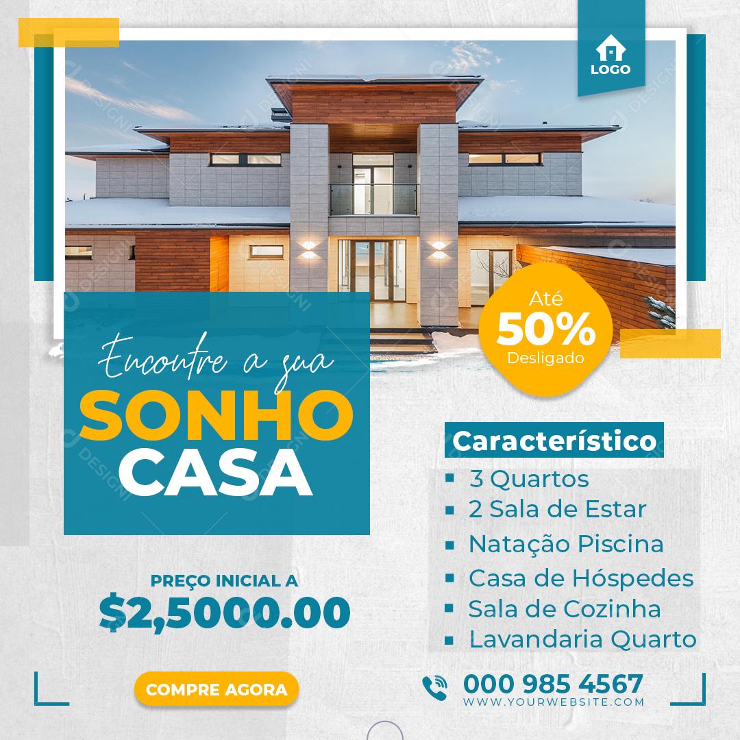 Social Media Encontre a Sua Casa Sonho Imobiliária PSD Editável