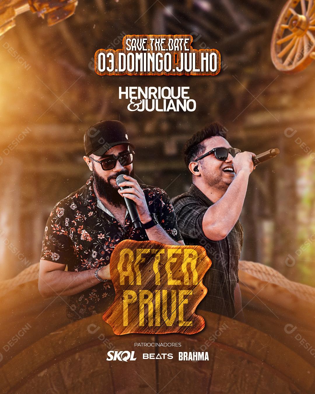 Flyer Show Henrique e Juliano Social Media PSD Editável