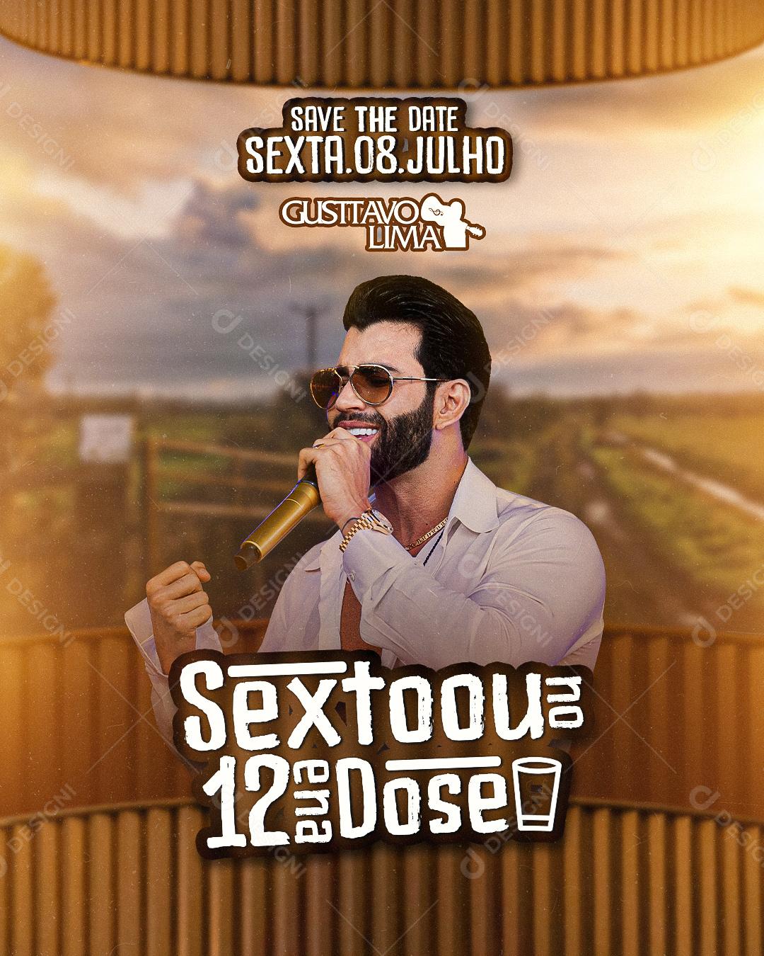 Flyer Show Gustavo Lima Sextou Social Media PSD Editável