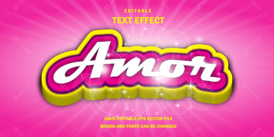 Efeito de Texto 3D Amor Vetor EPS