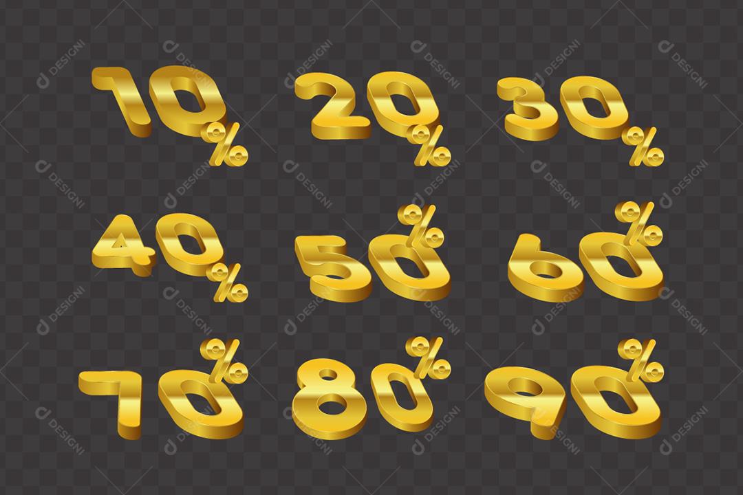 Ilustração de Números 10% a 90 % Vetor EPS