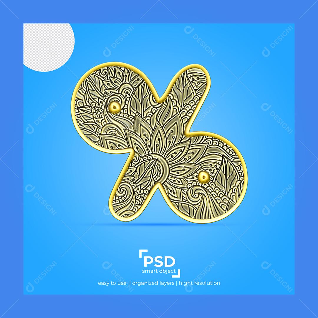 Porcentagem com Fonte De Arte 3D Para Composição PSD