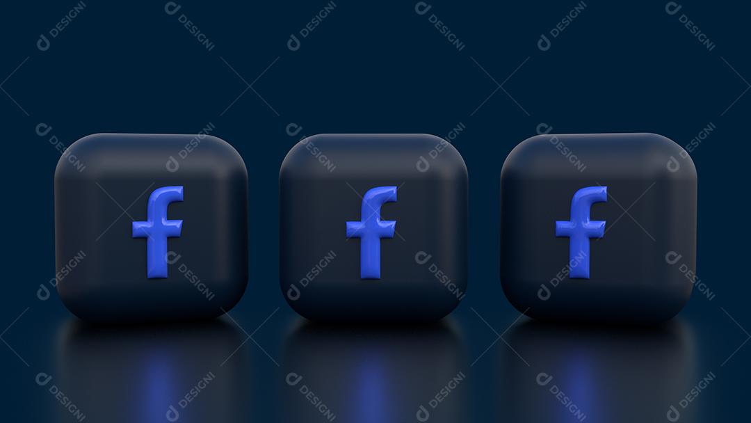 Ícones 3D Facebook para Composição PSD