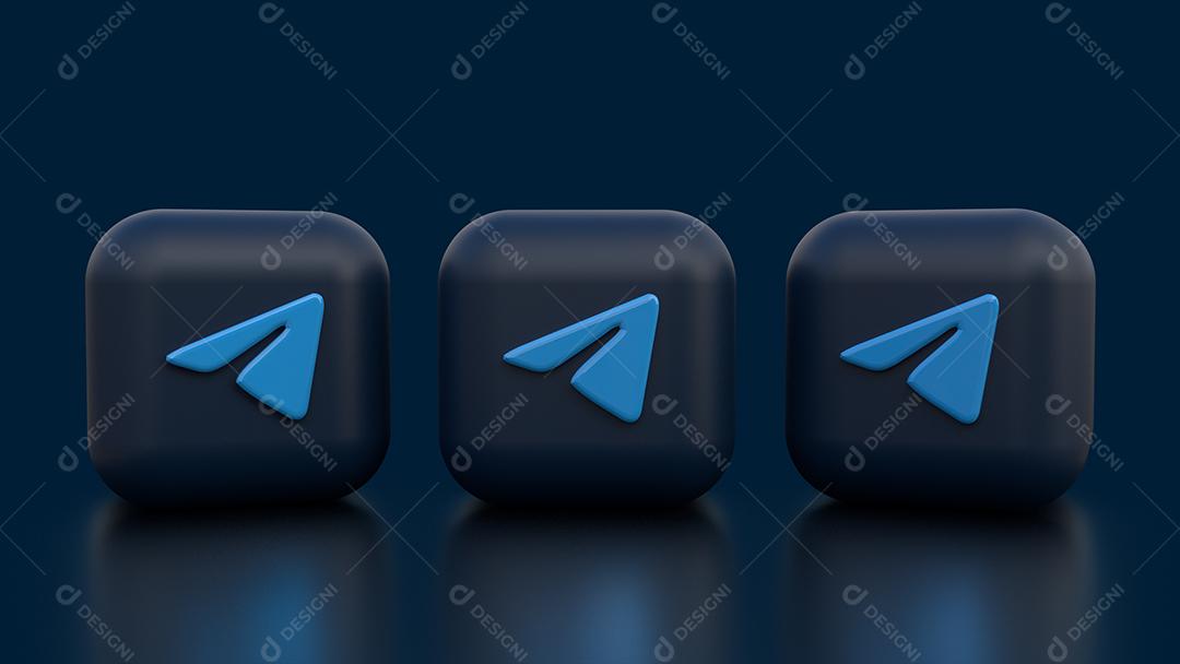 Ícones 3D Telegram para Composição PSD