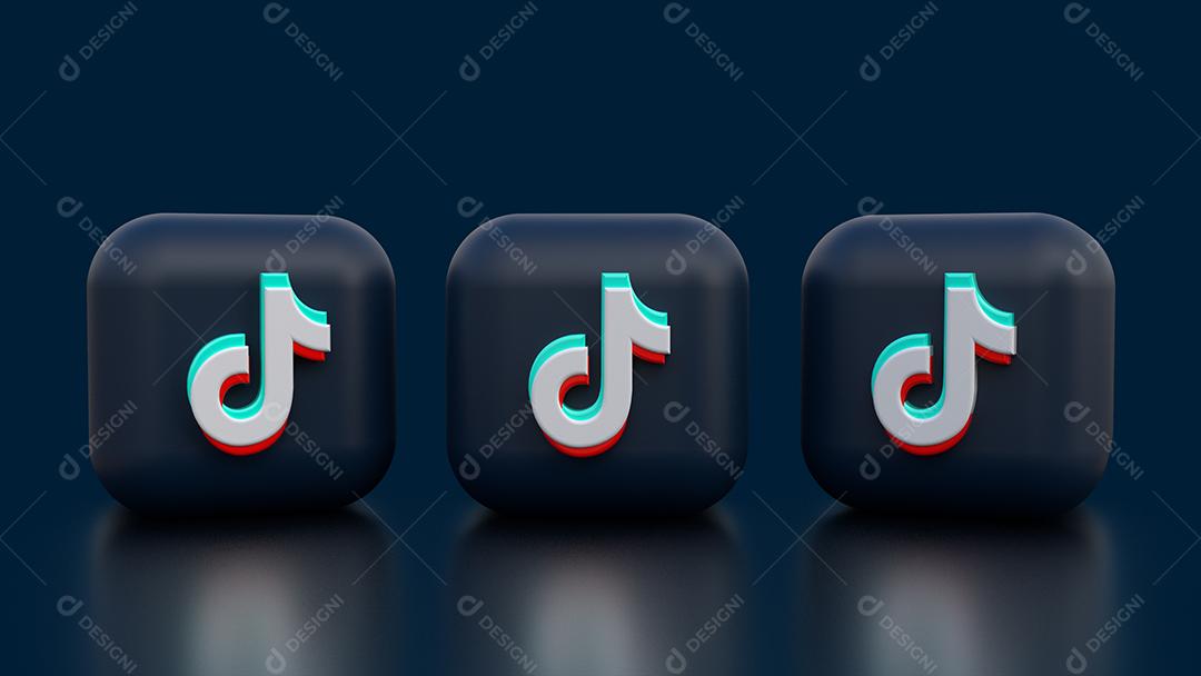 Ícones 3D Tiktok para Composição PSD