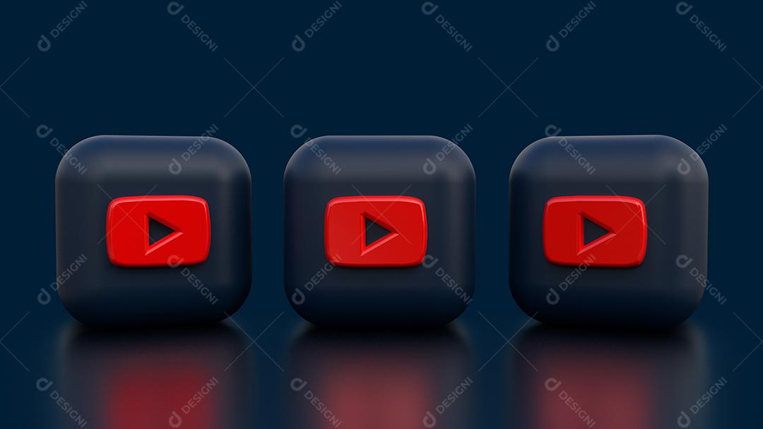 Ícones 3D Youtube para Composição PSD