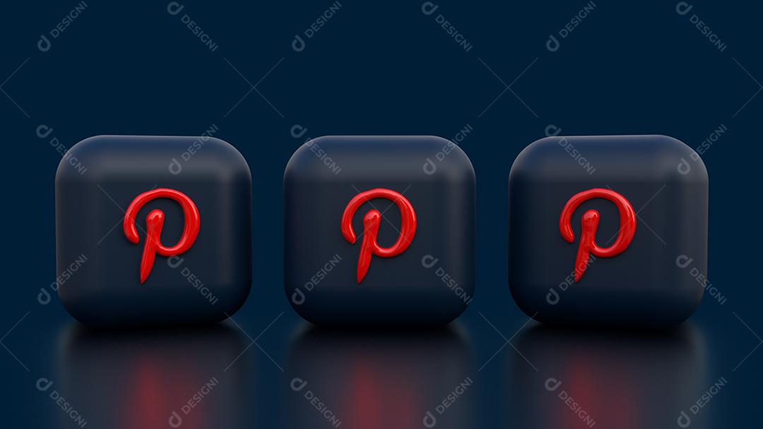 Ícones 3D Pinterest para Composição PSD