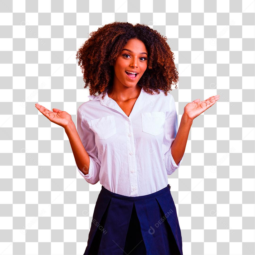 Linda Mulher morena com expressão de dúvida