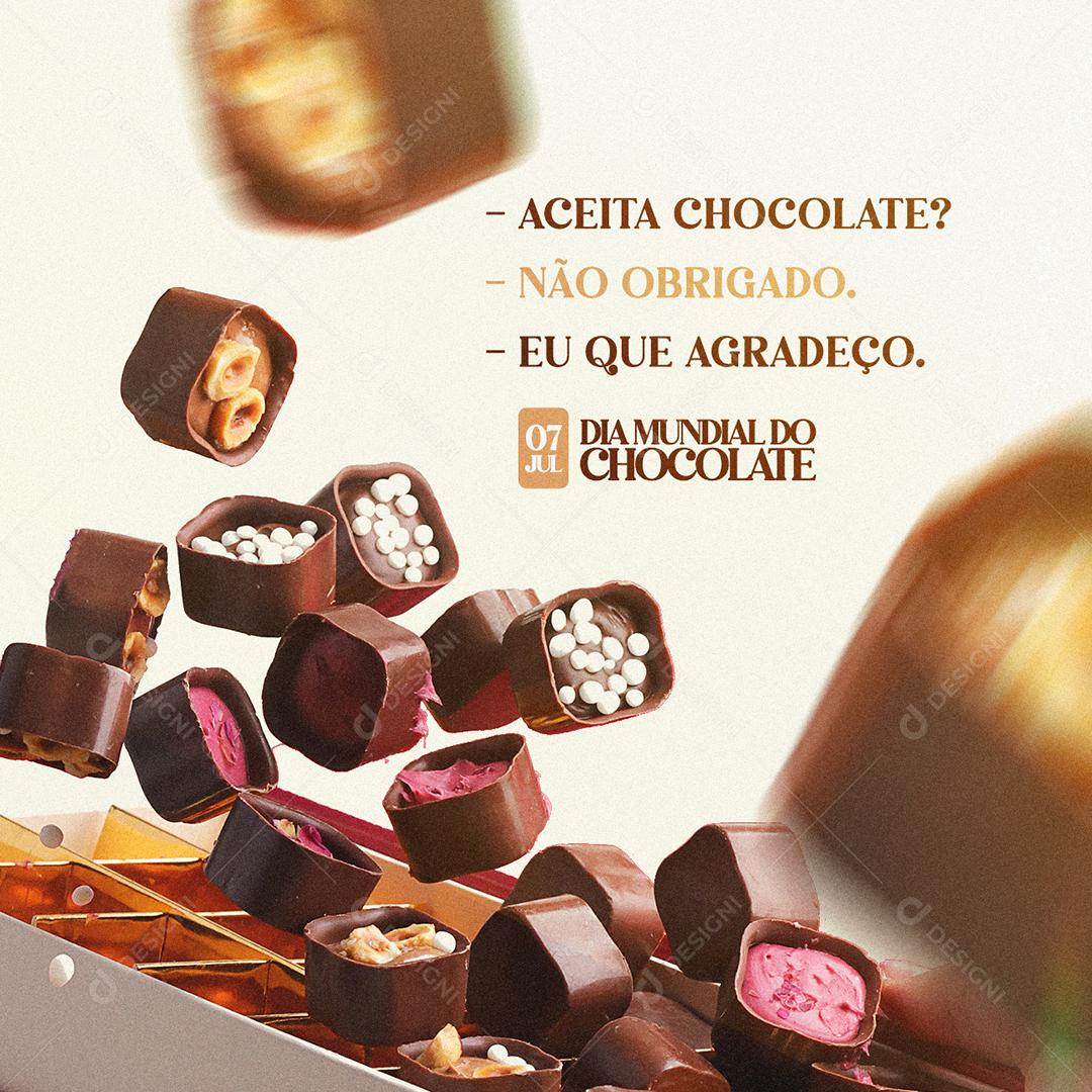 Social Media Aceita Chocolate Dia do Chocolate 7 de Julho PSD Editável