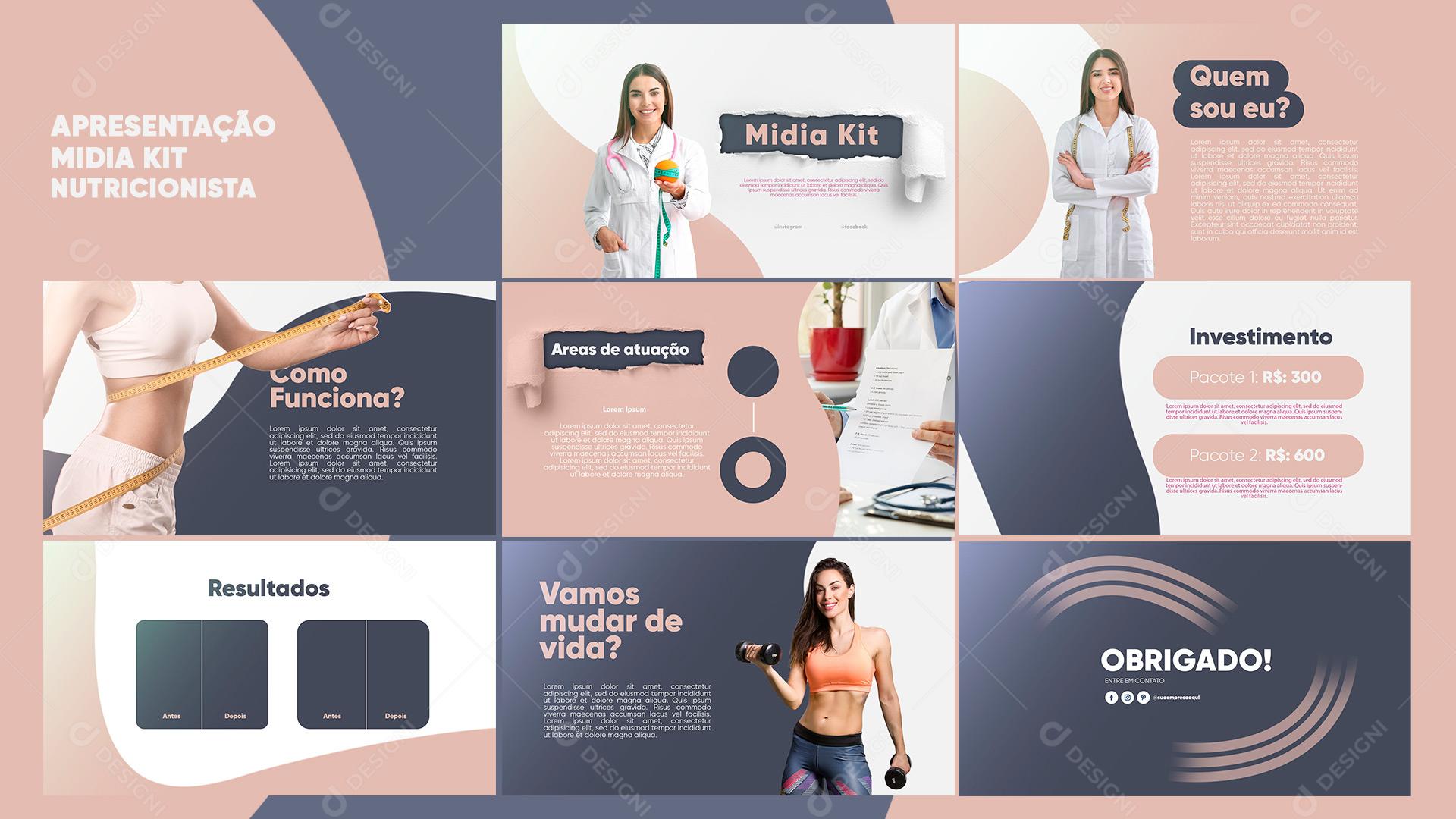 Apresentação Midia Kit Nutrição PSD Editável