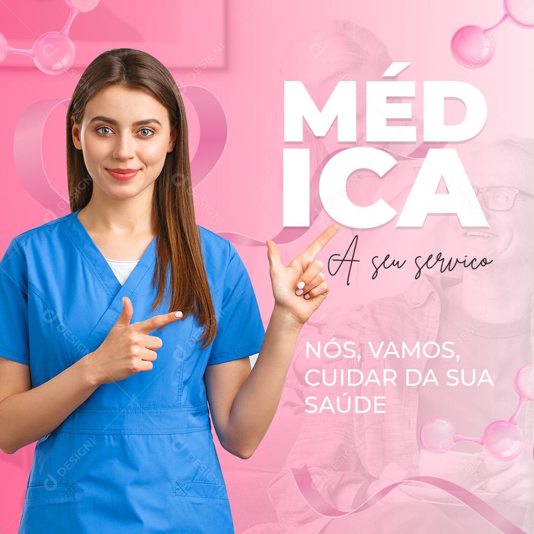 Médica ao seu serviço postagem de mídia social PSD Editável