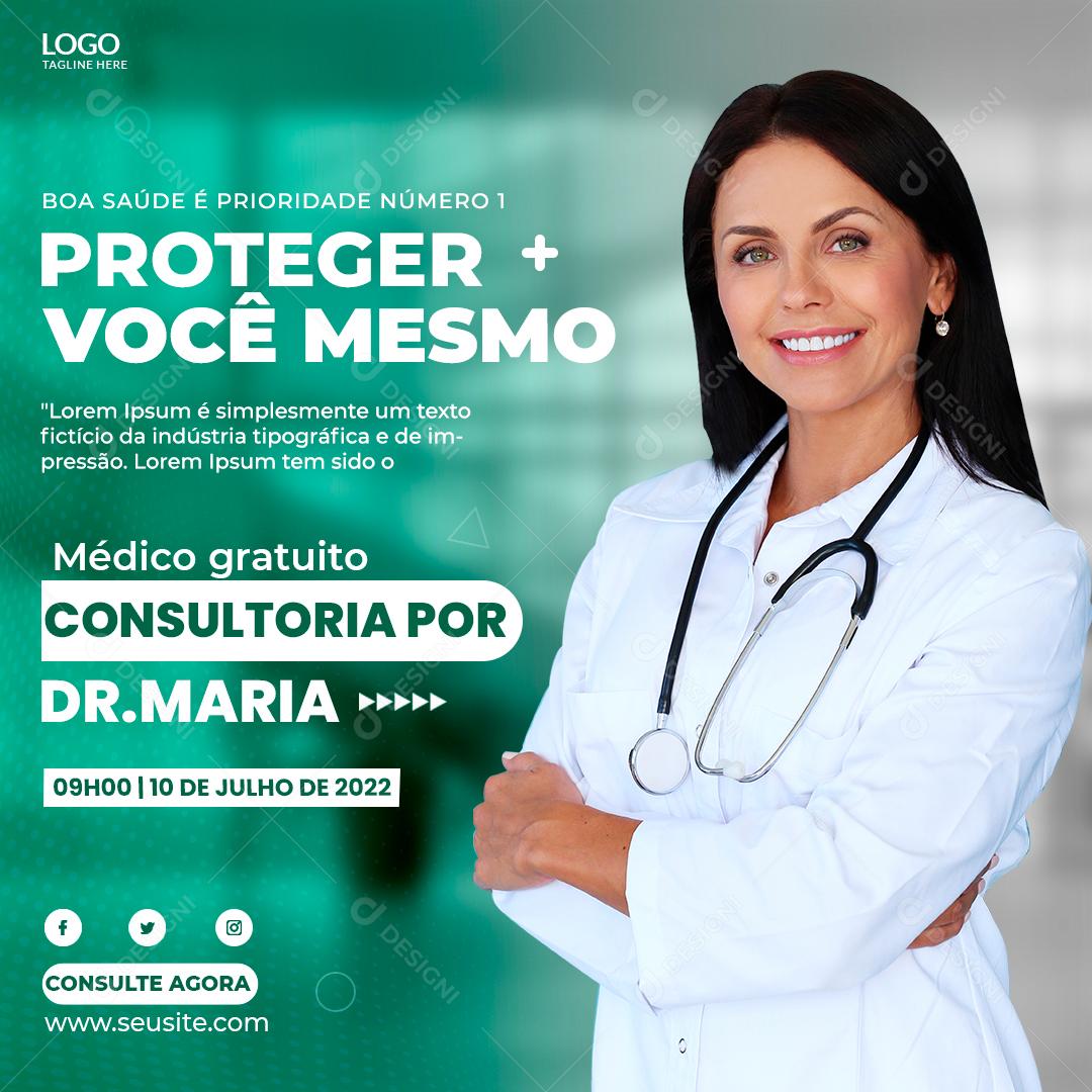 Proteger mais você mesmo de postagem de social media de saúde PSD Editável