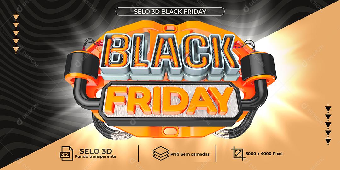 Black Friday Selo 3D Para Composição PNG Transparente