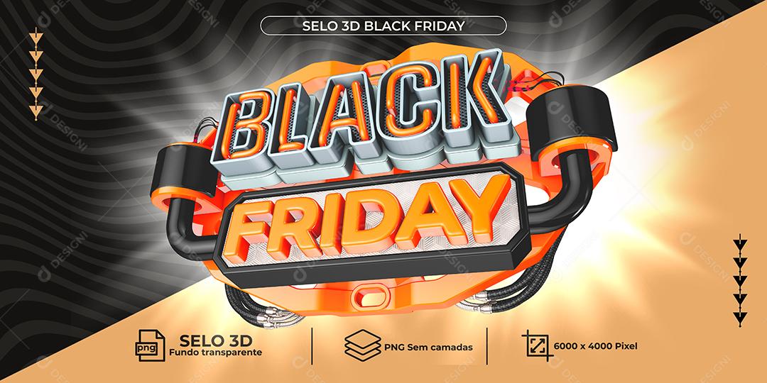 Black Friday Selos Composição laranja  PNG Transparente