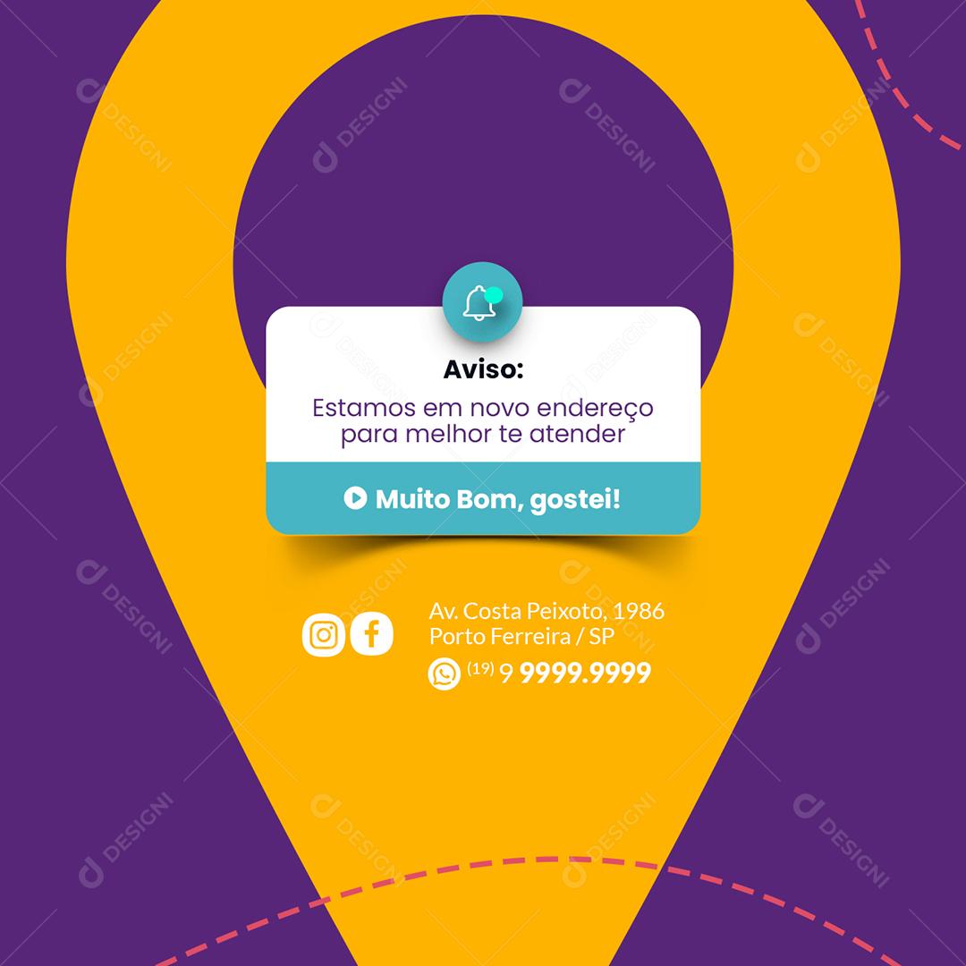 Social Media Aviso Estamos em novo endereço Moda Infantil PSD Editável