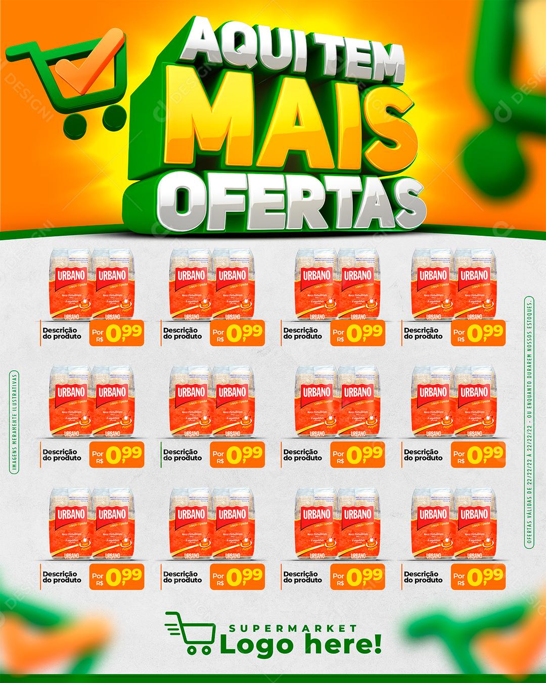 Social Media Encarte Aqui tem Mais Ofertas 12 Produtos PSD Editável