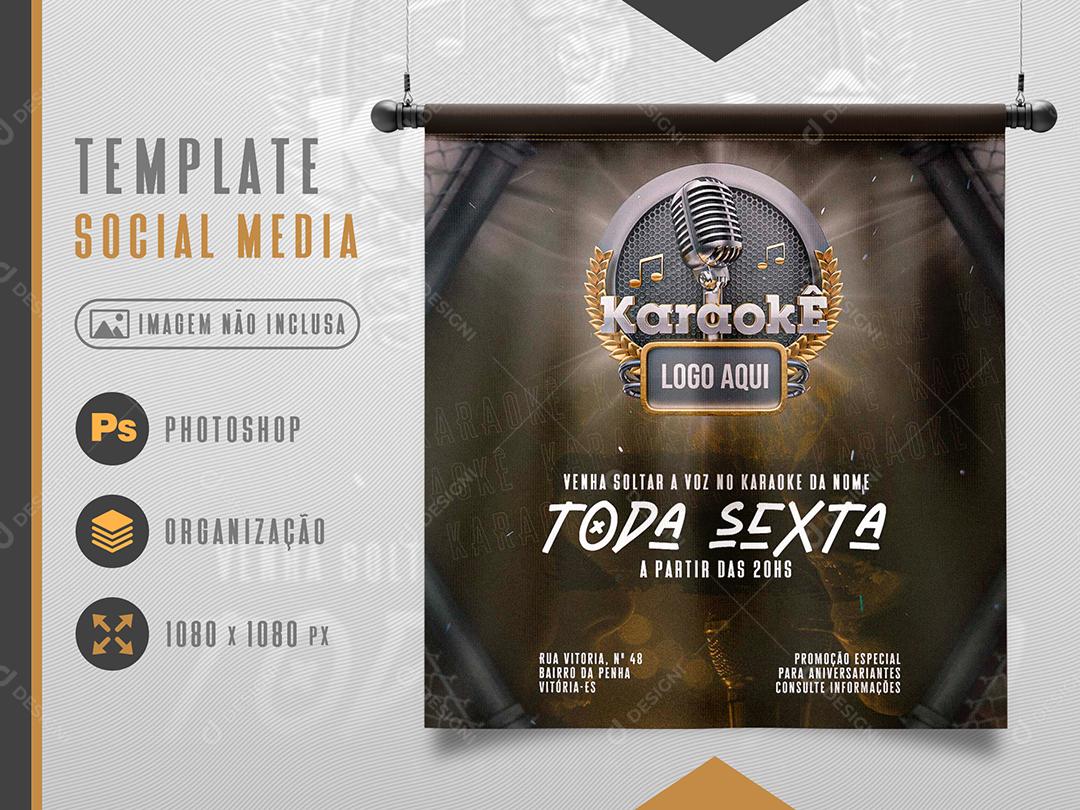Template Venha Soltar a Voz no Karaokê Toda Sexta Social Media PSD Editável