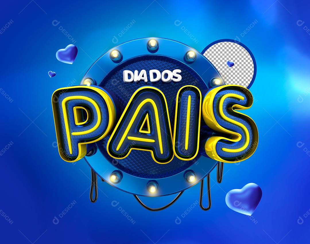 Selo 3D Dia dos Pais Formas Neon Painel Com Luzes PSD