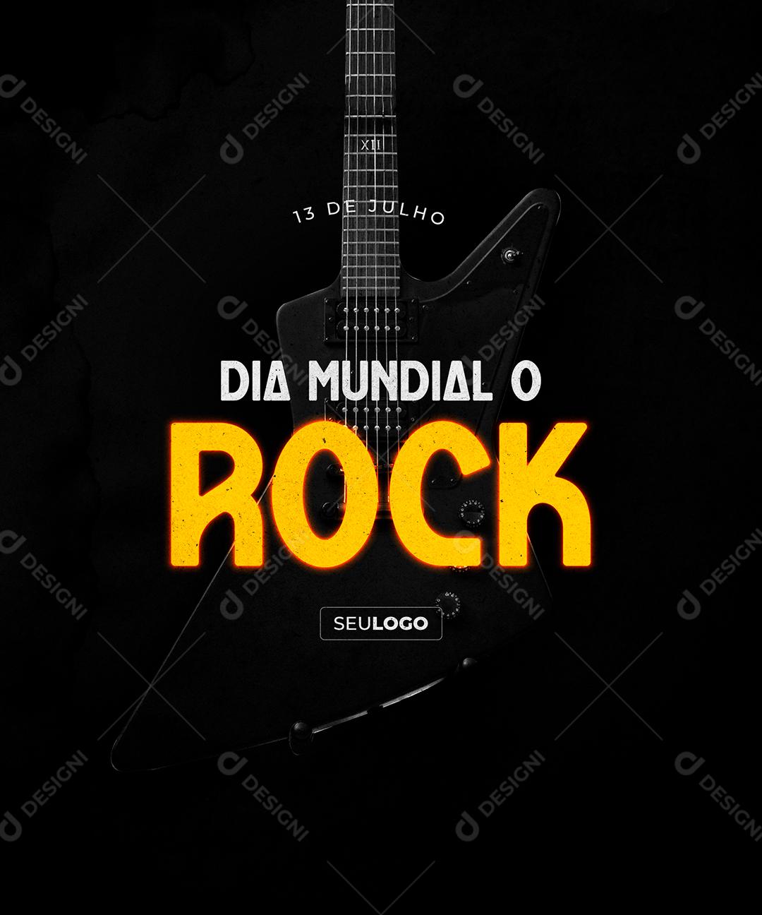 Social Media Dia Mundial do Rock 13 de Julho PSD Editável