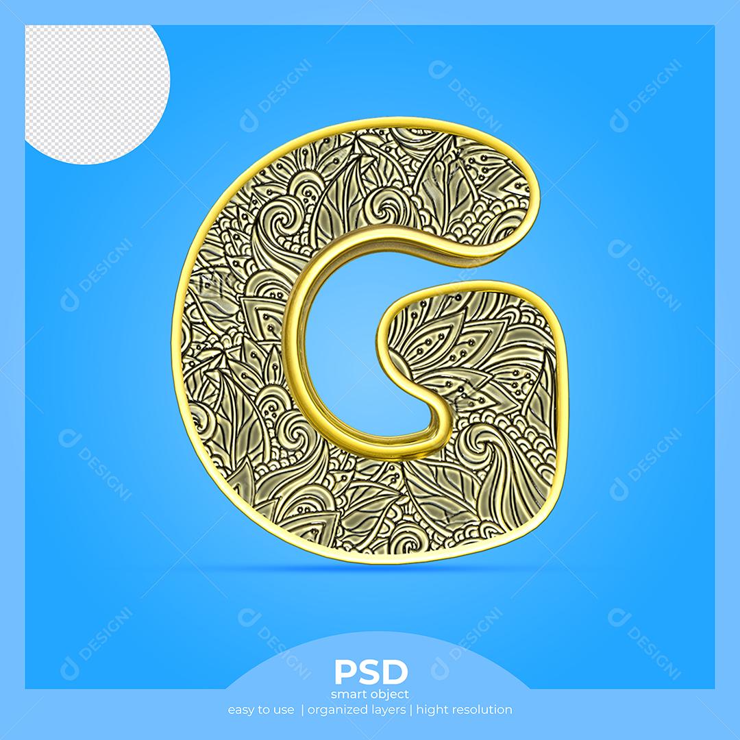 Letra G 3D Com Fonte Arte Elemento Para Composição PSD