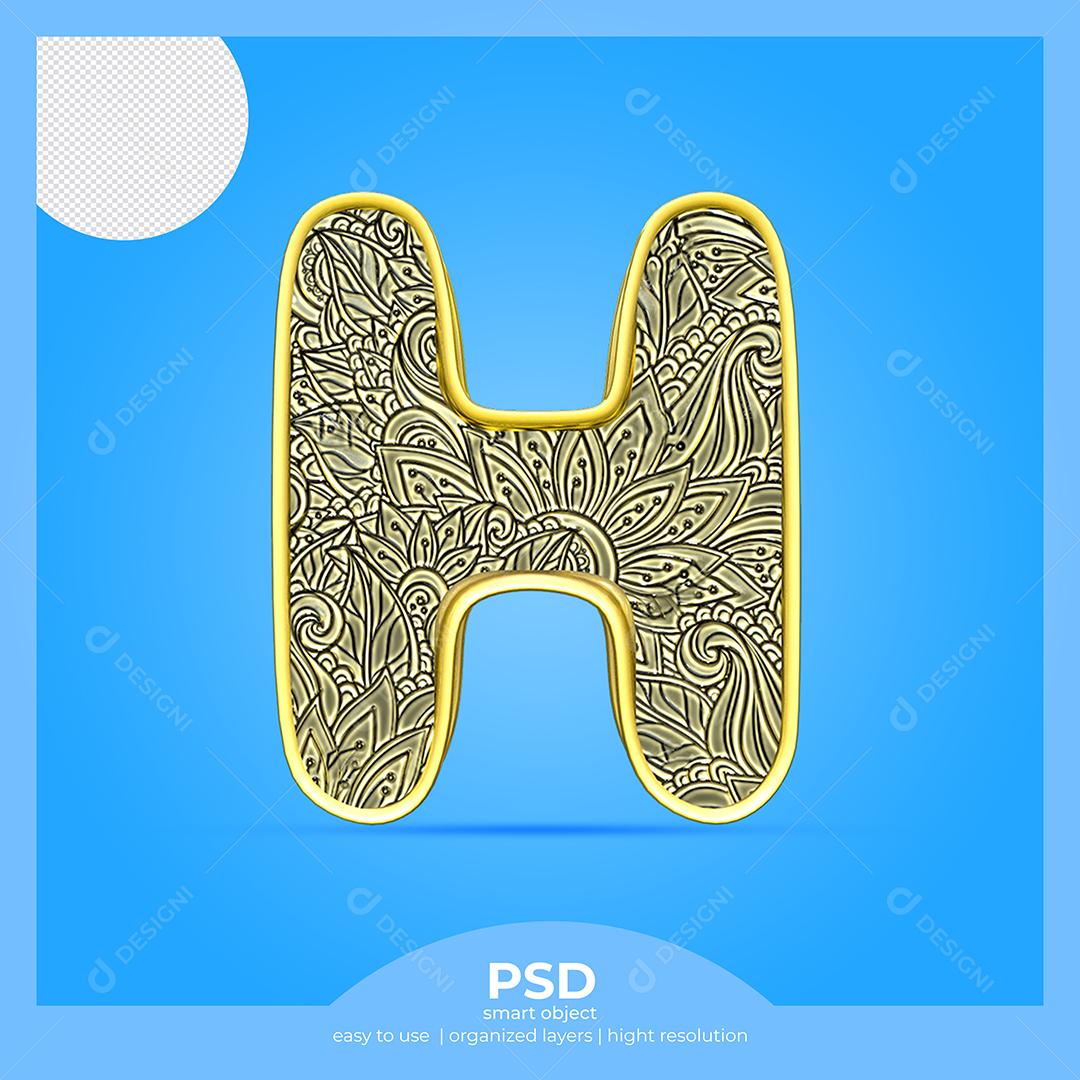 Letra H 3D Com Fonte Arte Elemento Para Composição PSD