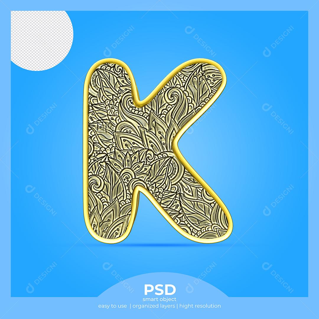 Letra K 3D Com Fonte Arte Elemento Para Composição PSD