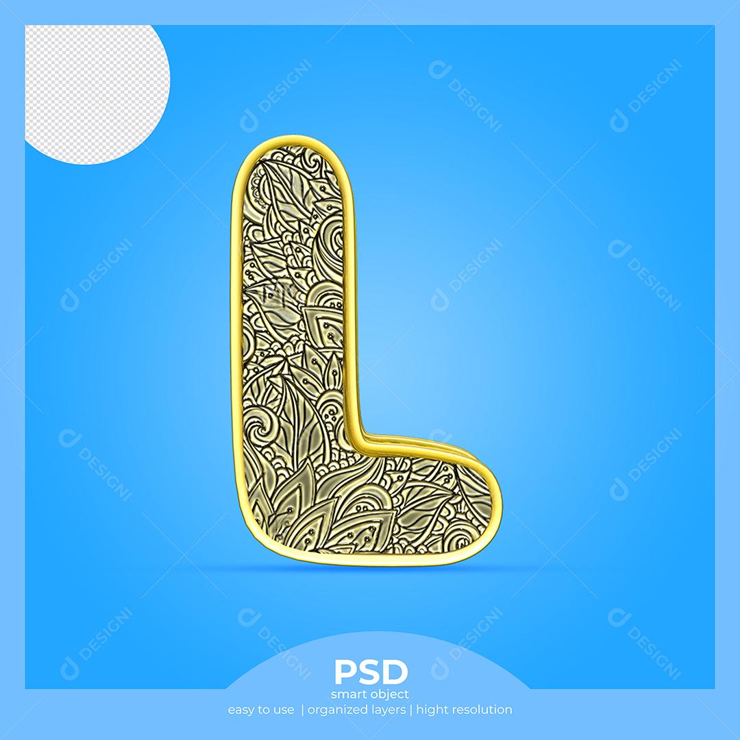 Letra L 3D Com Fonte Arte Elemento Para Composição PSD