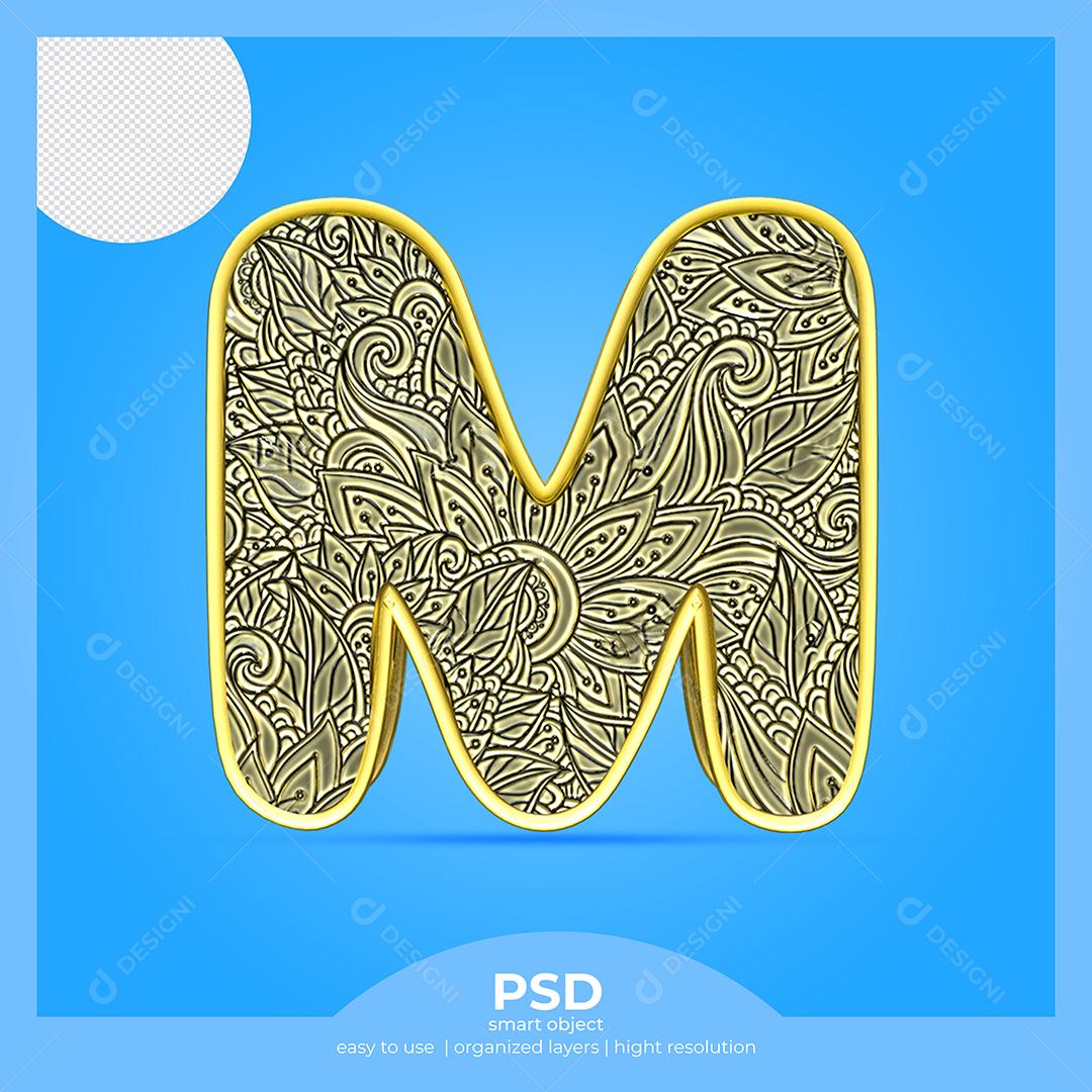 Letra M 3D Com Fonte Arte Elemento Para Composição PSD