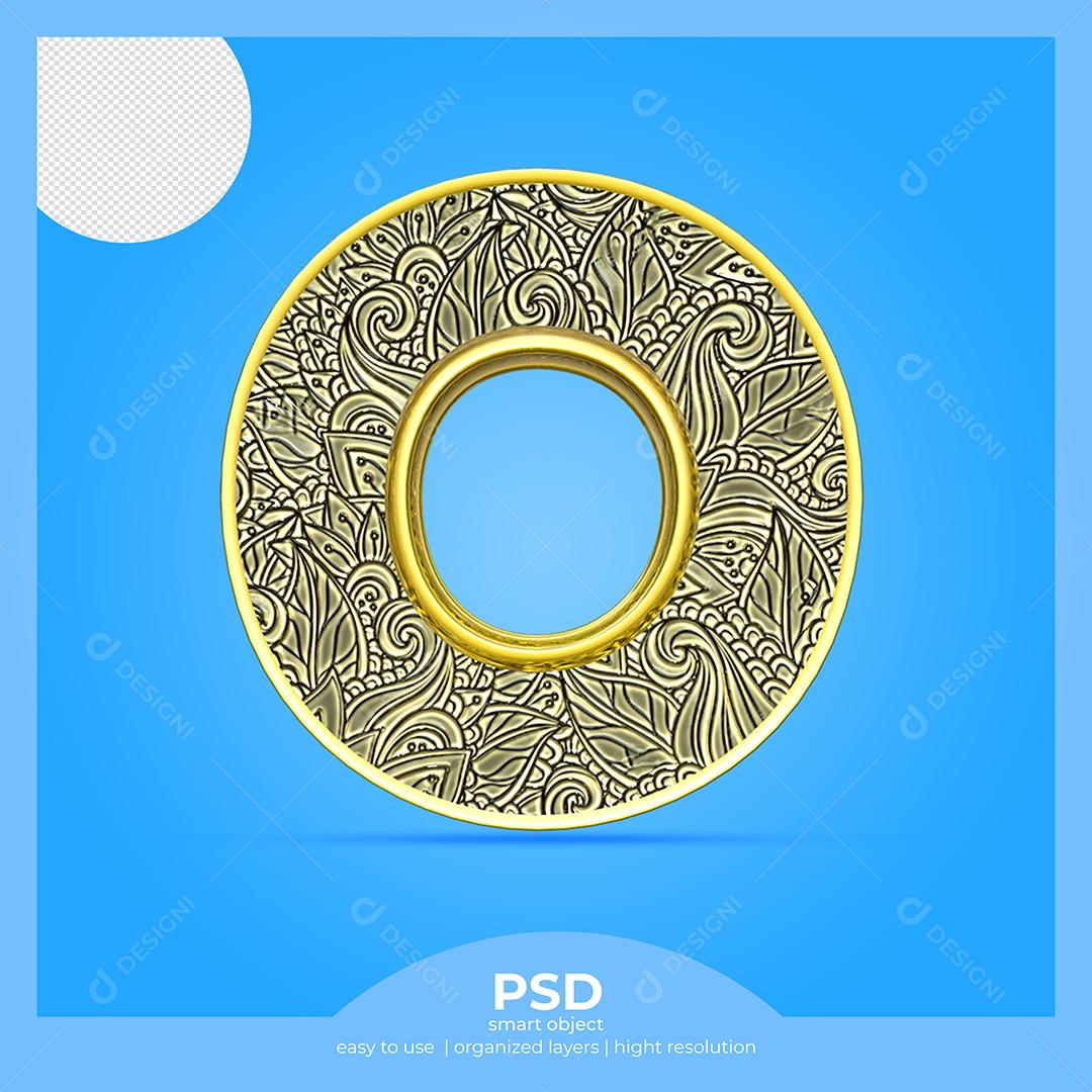 Letra O 3D Com Fonte Arte Elemento Para Composição PSD