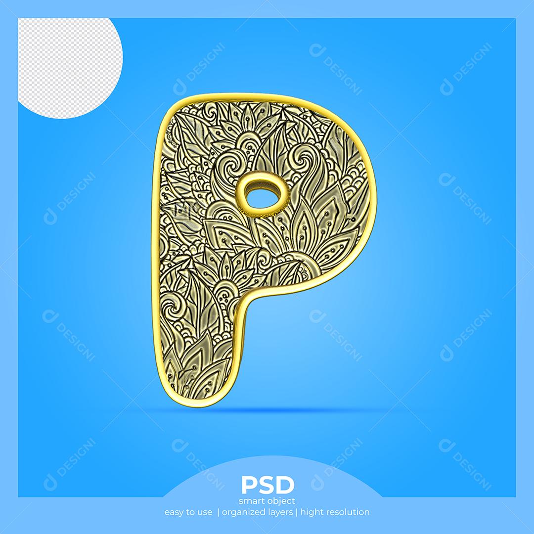 Letra P 3D Com Fonte Arte Elemento Para Composição PSD