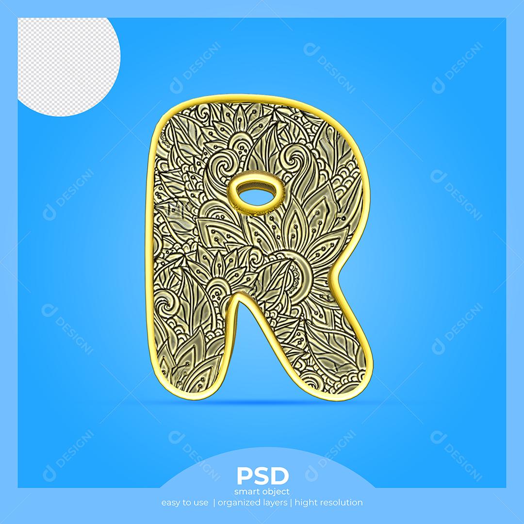 Letra R 3D Com Fonte Arte Elemento Para Composição PSD
