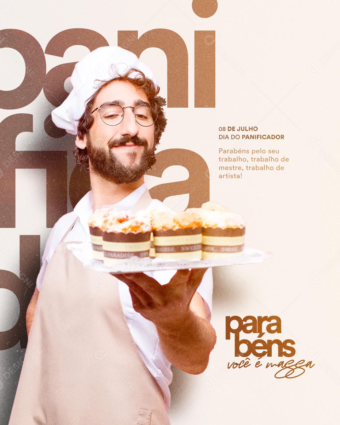 Social Media Parabéns pelo seu Trabalho Dia do Panificador 8 de Julho PSD Editável