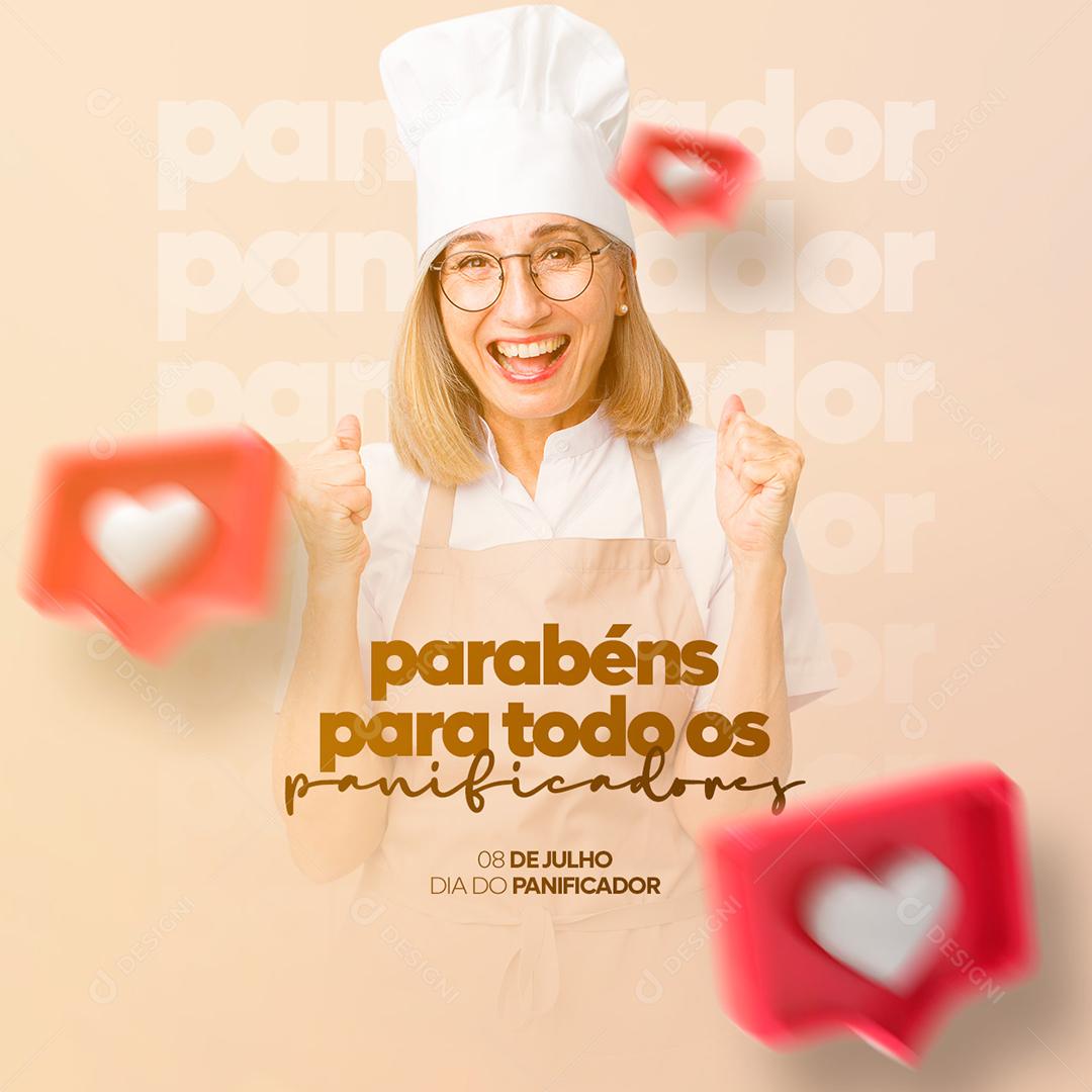 Social Media Parabéns para Todo o Panificadores 8 de Julho Dia do Panificador PSD Editável