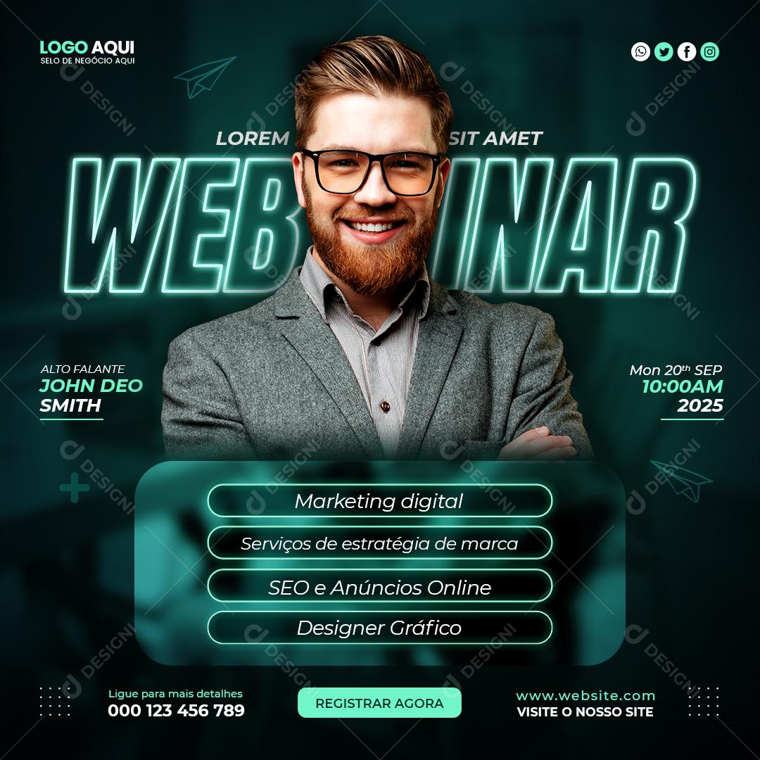 Social Media Webinar Marketing Digital PSD Editável