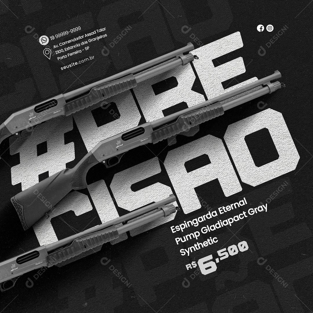 Social Media Espingarda Eternal Caça e Pesca PSD Editável