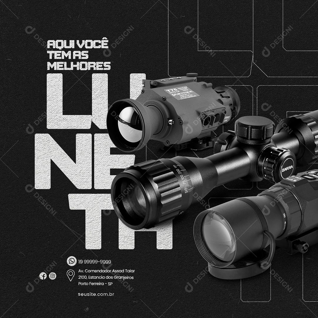 Social Media Aqui Você tem as Melhores Luneta Caça e Pesca PSD Editável