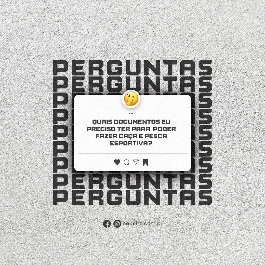 Social Media Quais Documentos eu Preciso Caça e Pesca PSD Editável