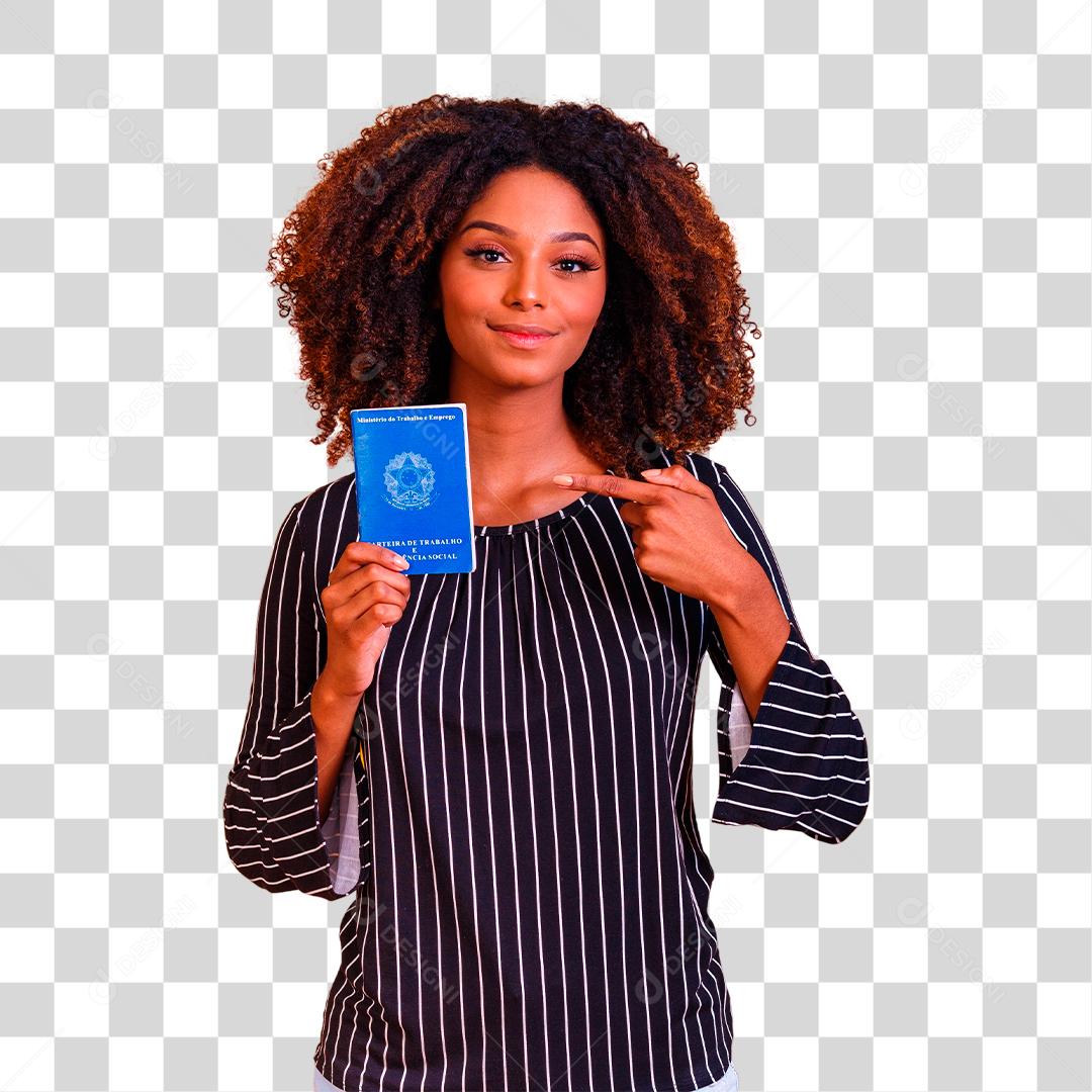 Mulher brasileira com trabalho documental e previdência social carteira de trabalho