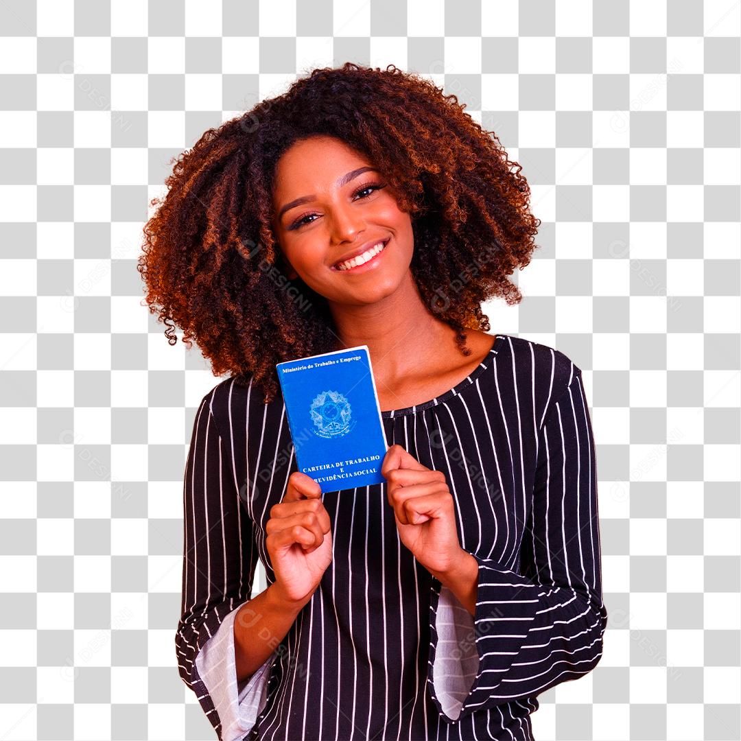 Mulher brasileira com trabalho documental e previdência social carteira de trabalho