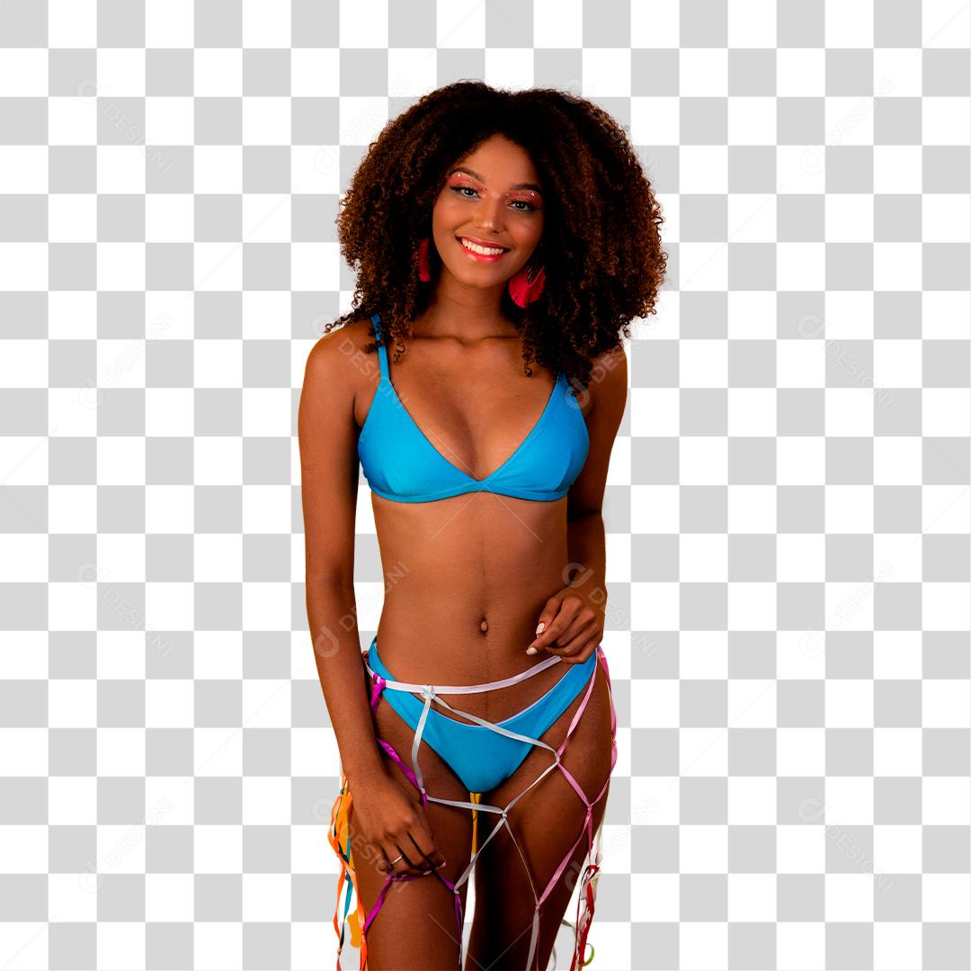 Linda mulher morena com roupas de praia biquíni