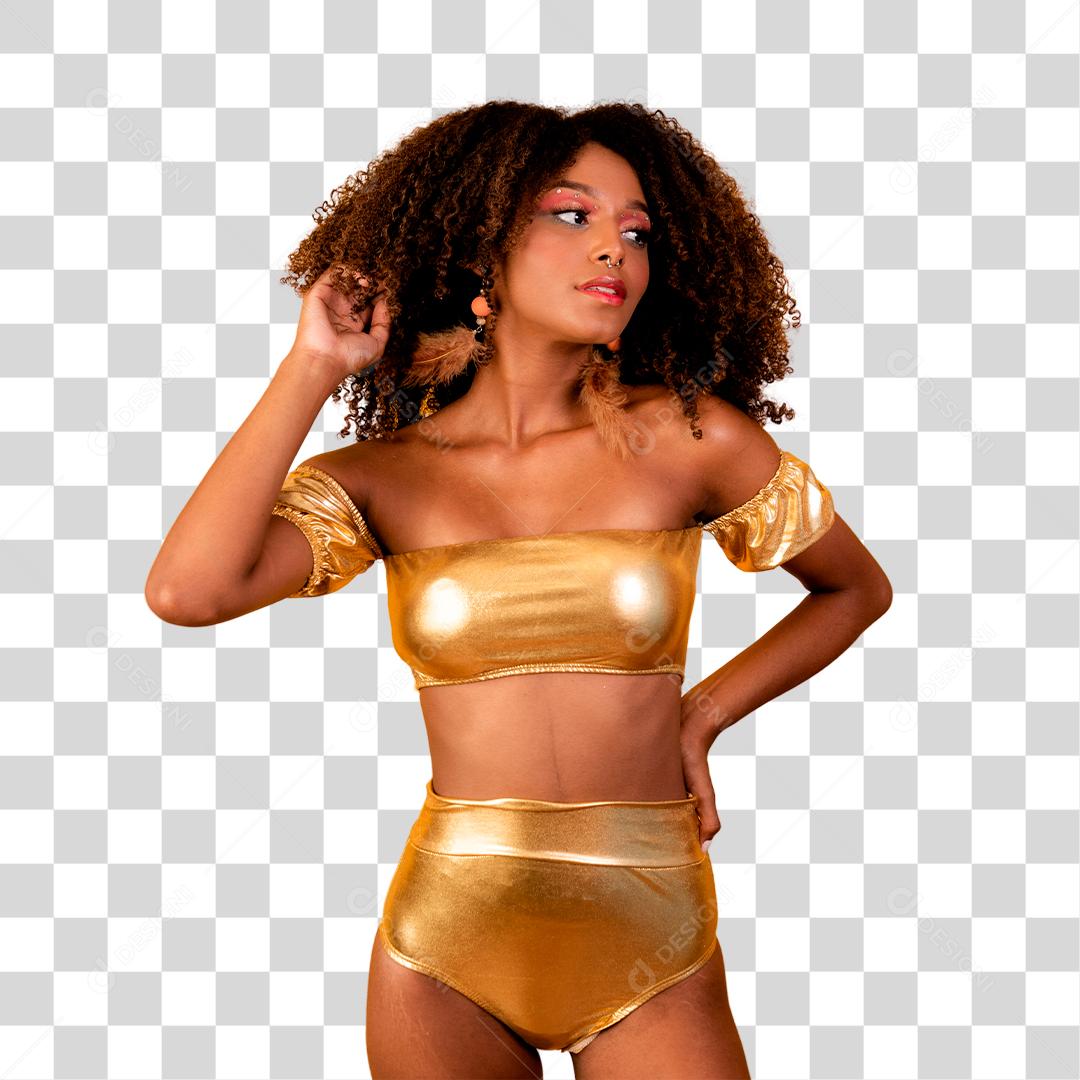 Linda mulher afro vestida para o carnaval