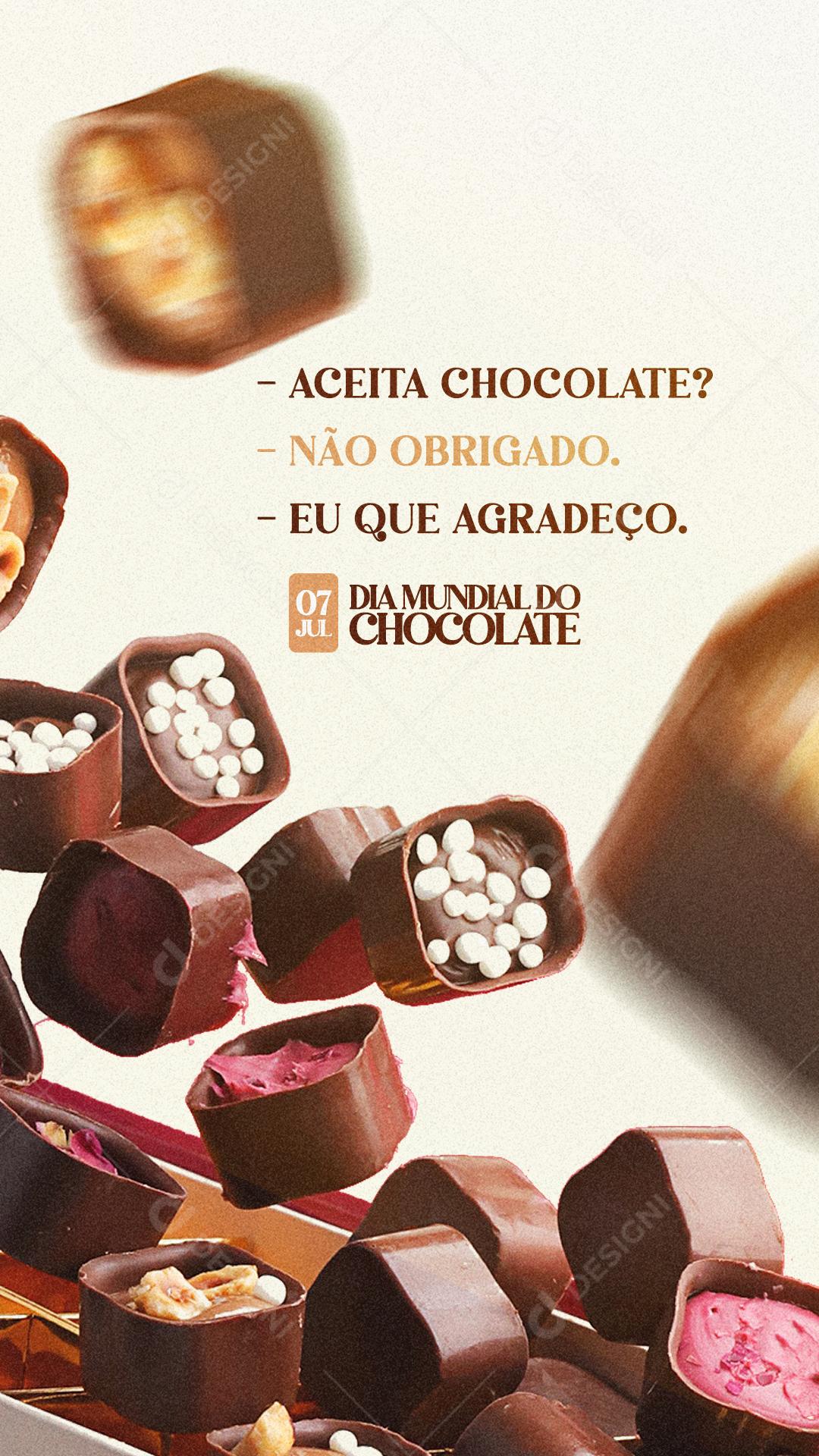 Story Aceita Chocolate Dia do Chocolate 7 de Julho Social Media PSD Editável