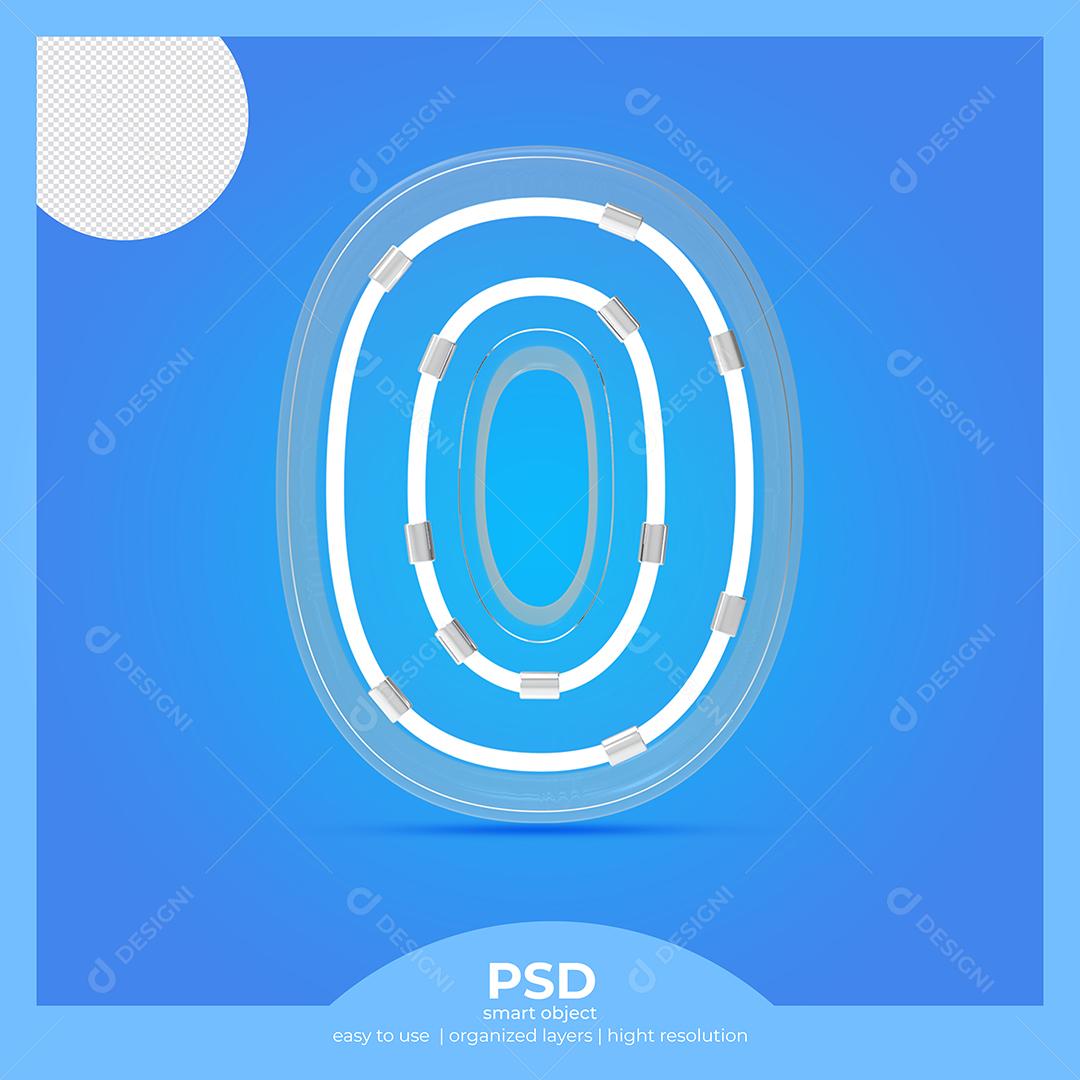 Número 3D 0 com Fonte de Vidro Elemento Para composição PSD