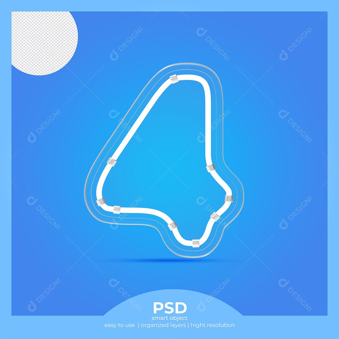Número 3D 4 com Fonte de Vidro Elemento Para composição PSD