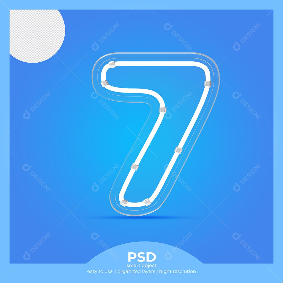 Número 3D 7 com Fonte de Vidro Elemento Para composição PSD